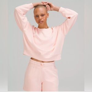 Lululemon Softstreme Perfectly Oversized Cropped Crew Pink Mist Size 14 NWOT